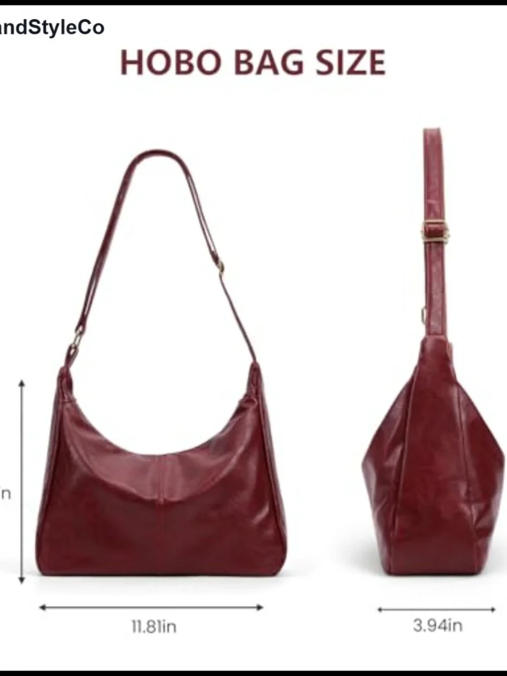 PU Leather Slouchy Hobo Shoulder Bag Large Capacity Crossbody Purse